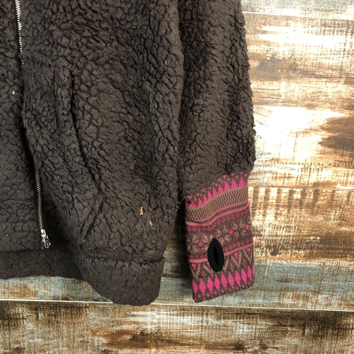 Japanese Brand Beams Hearts Brown fleece sweater Hoodie #A2358 Size L / US 10 / IT 46 - 8 Thumbnail