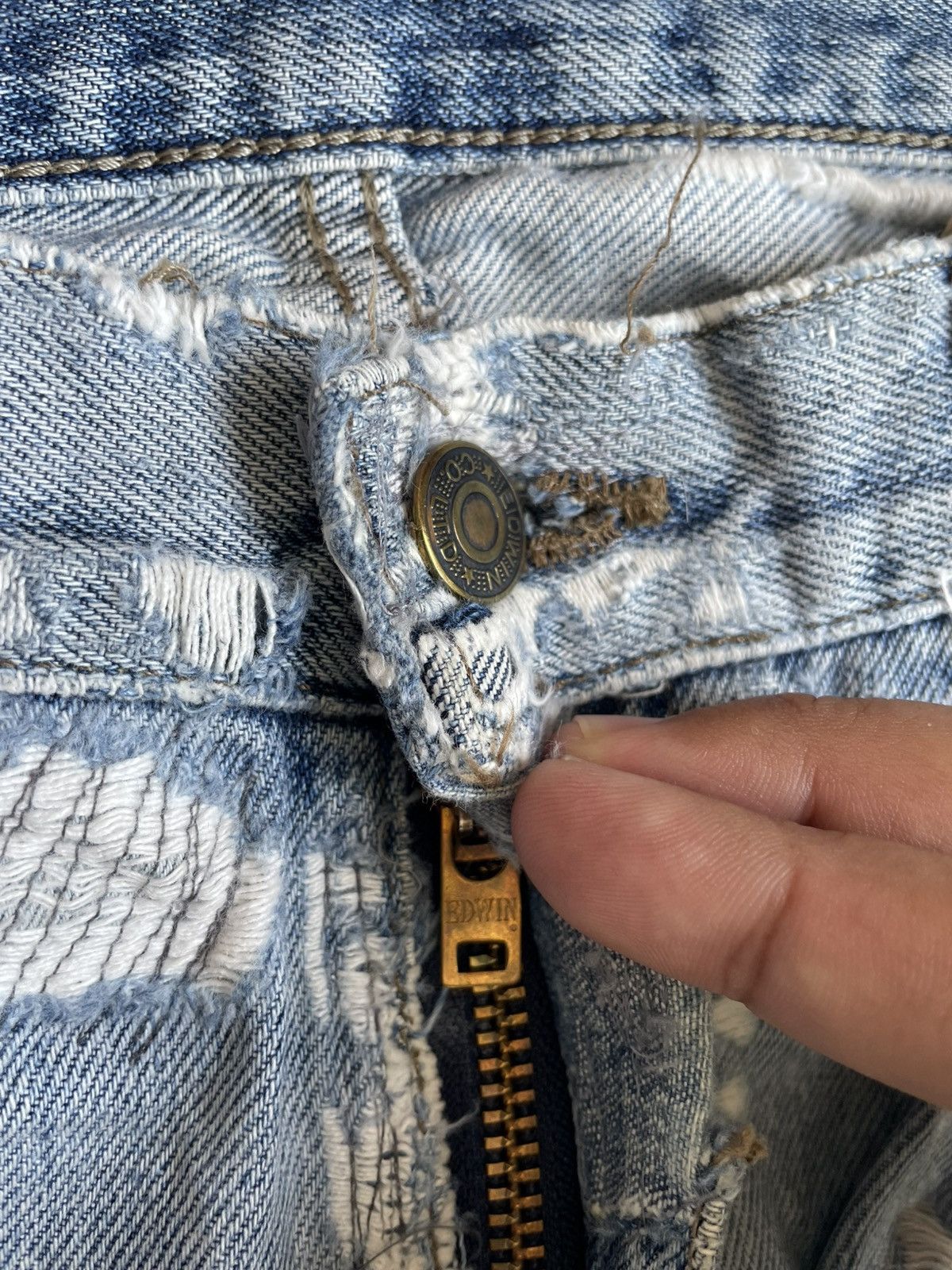 If Six Was Nine Vintage Edwin 404 Thrashed Denim Pants Size US 32 / EU 48 - 6 Thumbnail