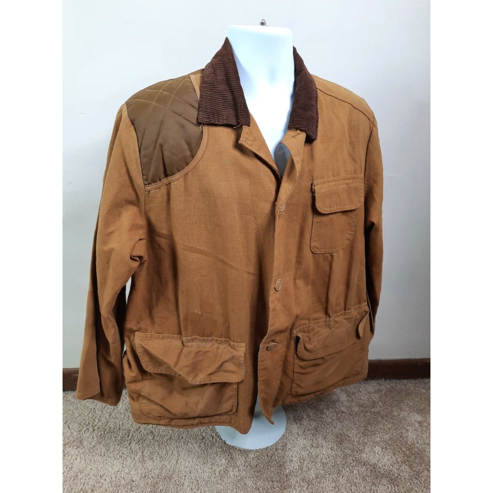 Vintage VINTAGE American Field Hunting Coat Jacket Duck Canvas 70s Size Large Beige Field Jacket Mens Size US L / EU 52-54 / 3 - 4 Thumbnail