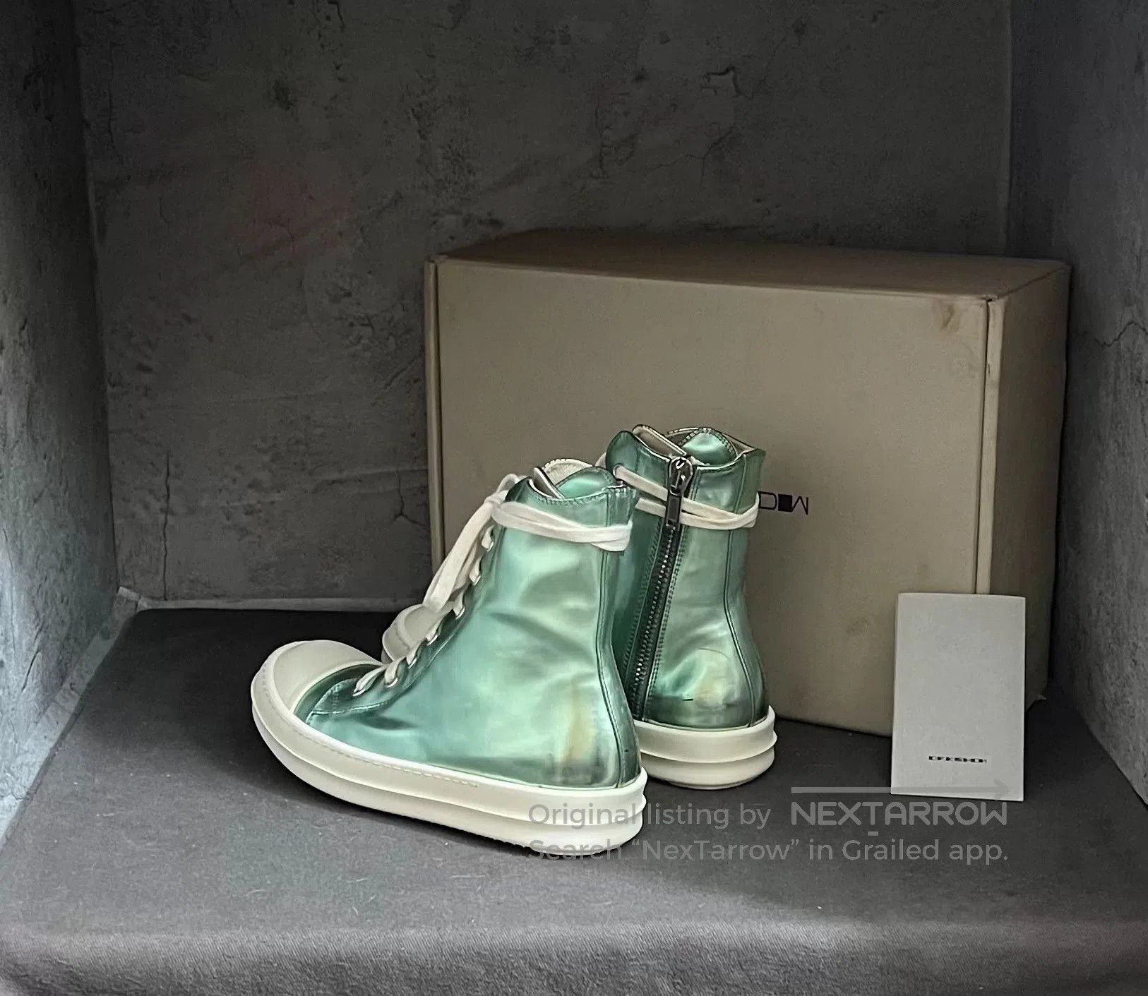 Rick Owens rick owens green mirrored sneaker high. Size US 6.5 / EU 39-40 - 3 Thumbnail
