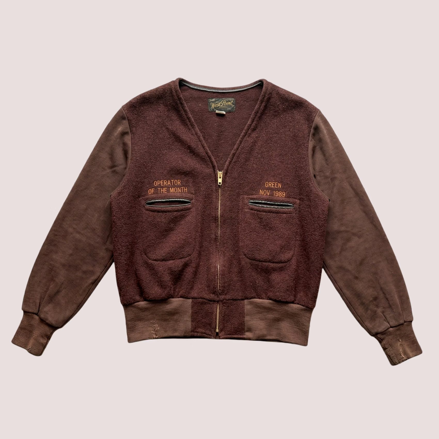 Vintage Vintage West Point 42R Bomber Jacket Men 1989 MUNI Zip Up Brown Wool Operator of the Month Vintage 1989 Size US XS / EU 42 / 0 - 1 Thumbnail