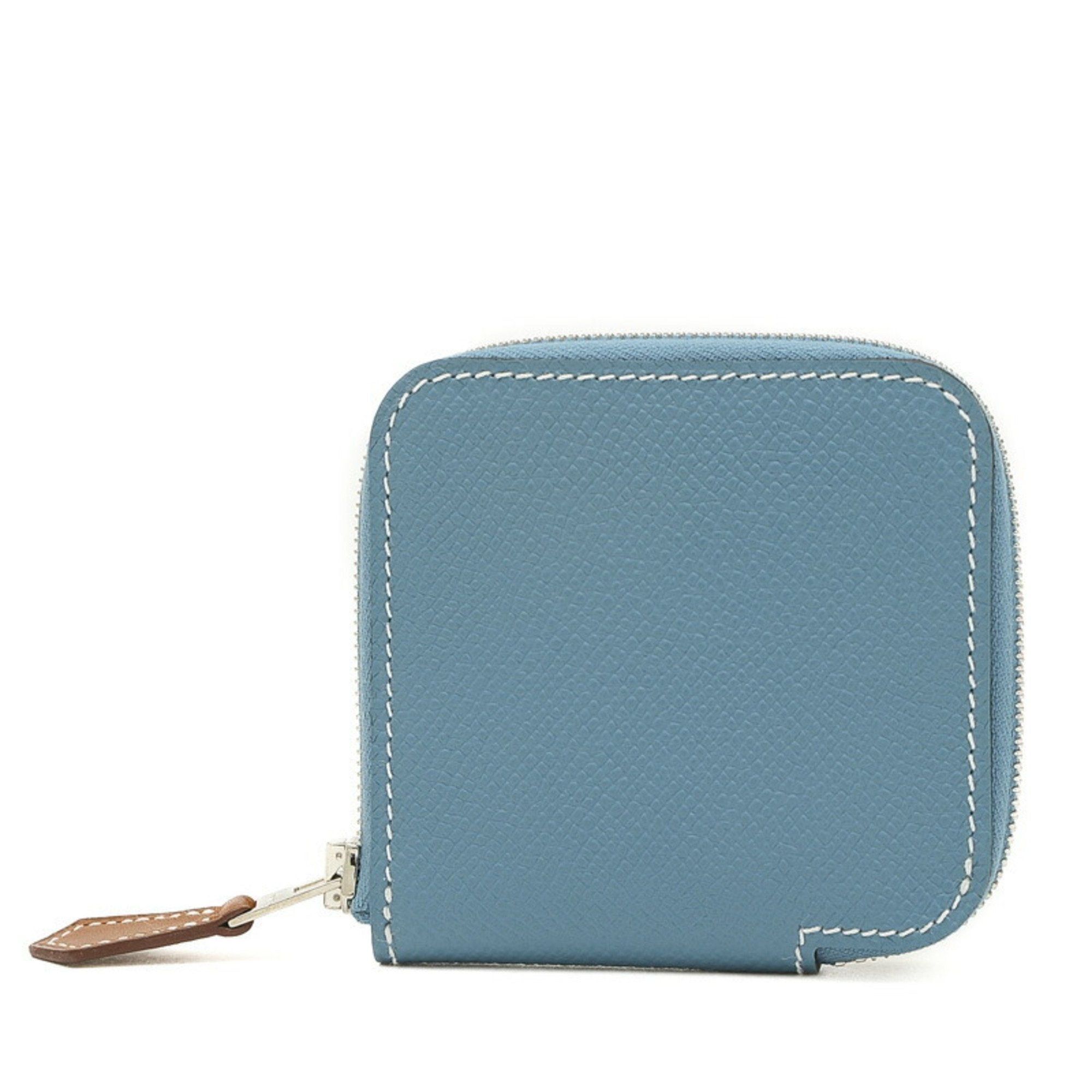 image of Hermes Azap Compact Wallet Epson New Blue Jean B Stamp, Women's