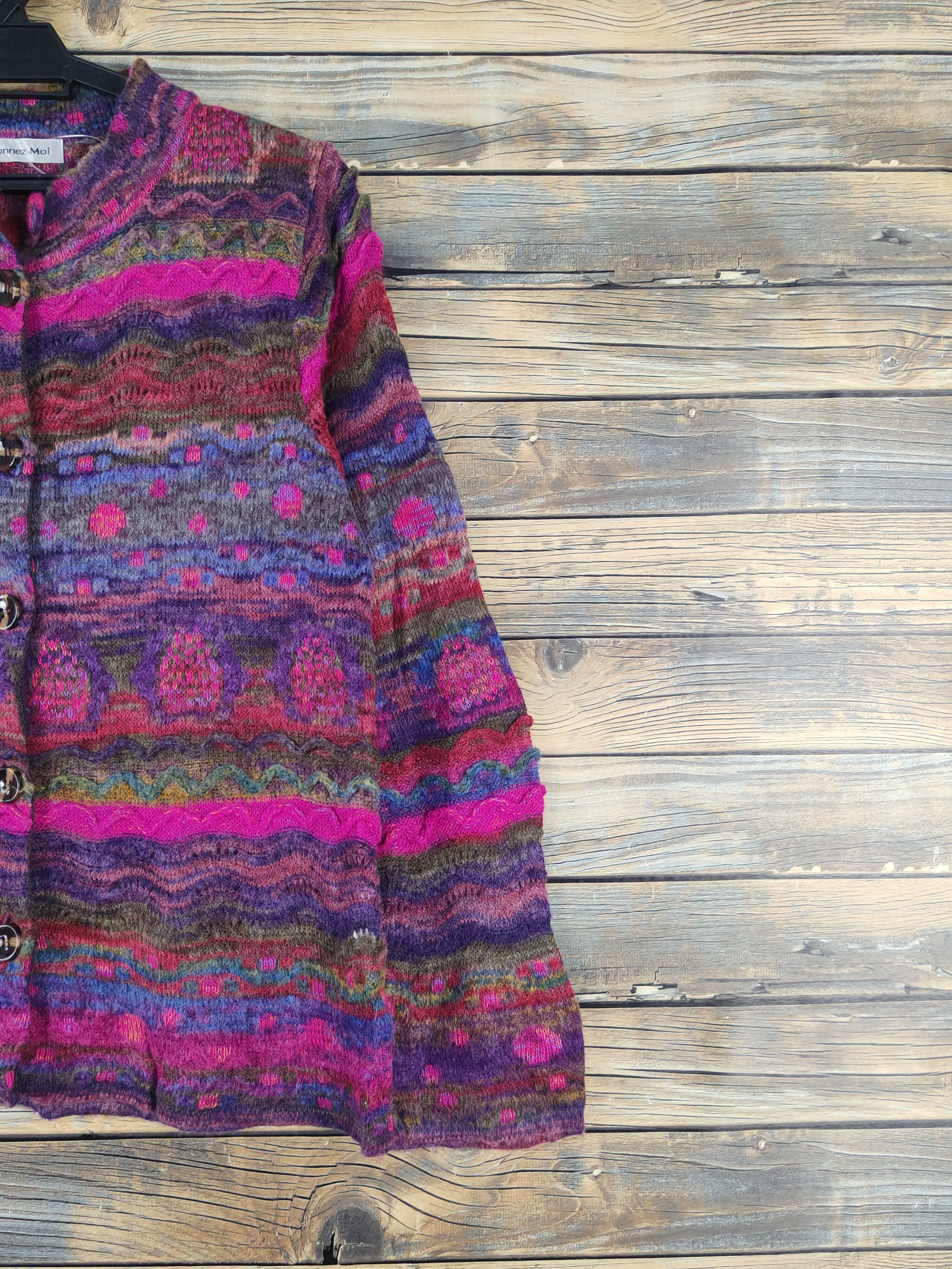 Vintage Donnez Moi Pink Purple Knitwear Cardigan #W2039 Size M / US 6-8 / IT 42-44 - 5 Thumbnail