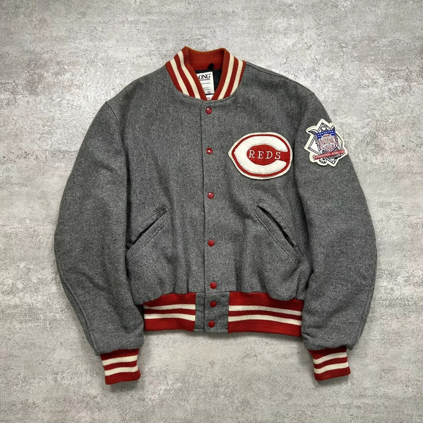 MLB × Vintage CINCINNATI REDS DELONG WOOL JACKET DUGOUT SIZE 42 Size US M / EU 48-50 / 2 - 2 Thumbnail