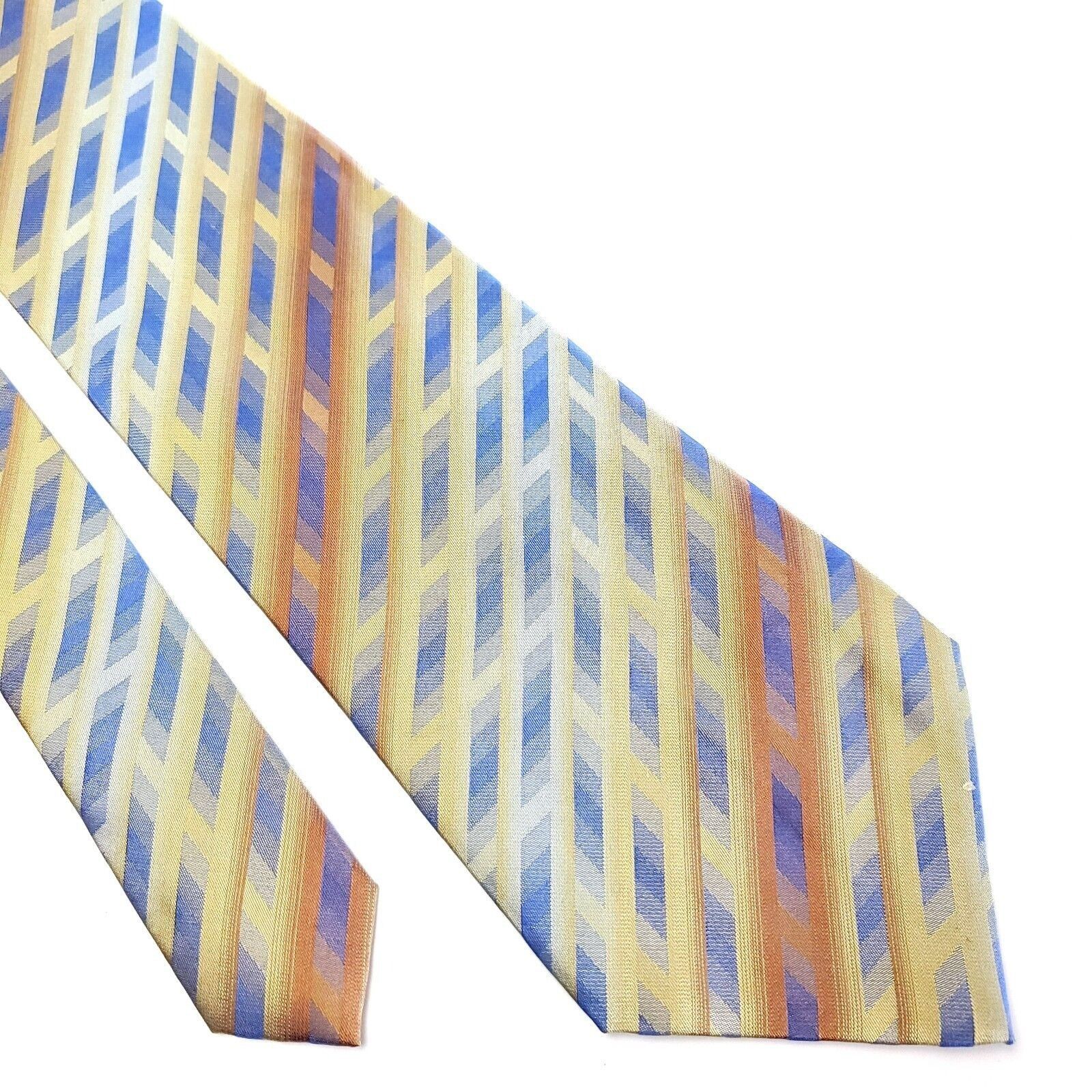 Van Heusen Van Heusen Woven Wide Yellow Blue Abstract Silk Tie Size ONE SIZE - 1 Thumbnail