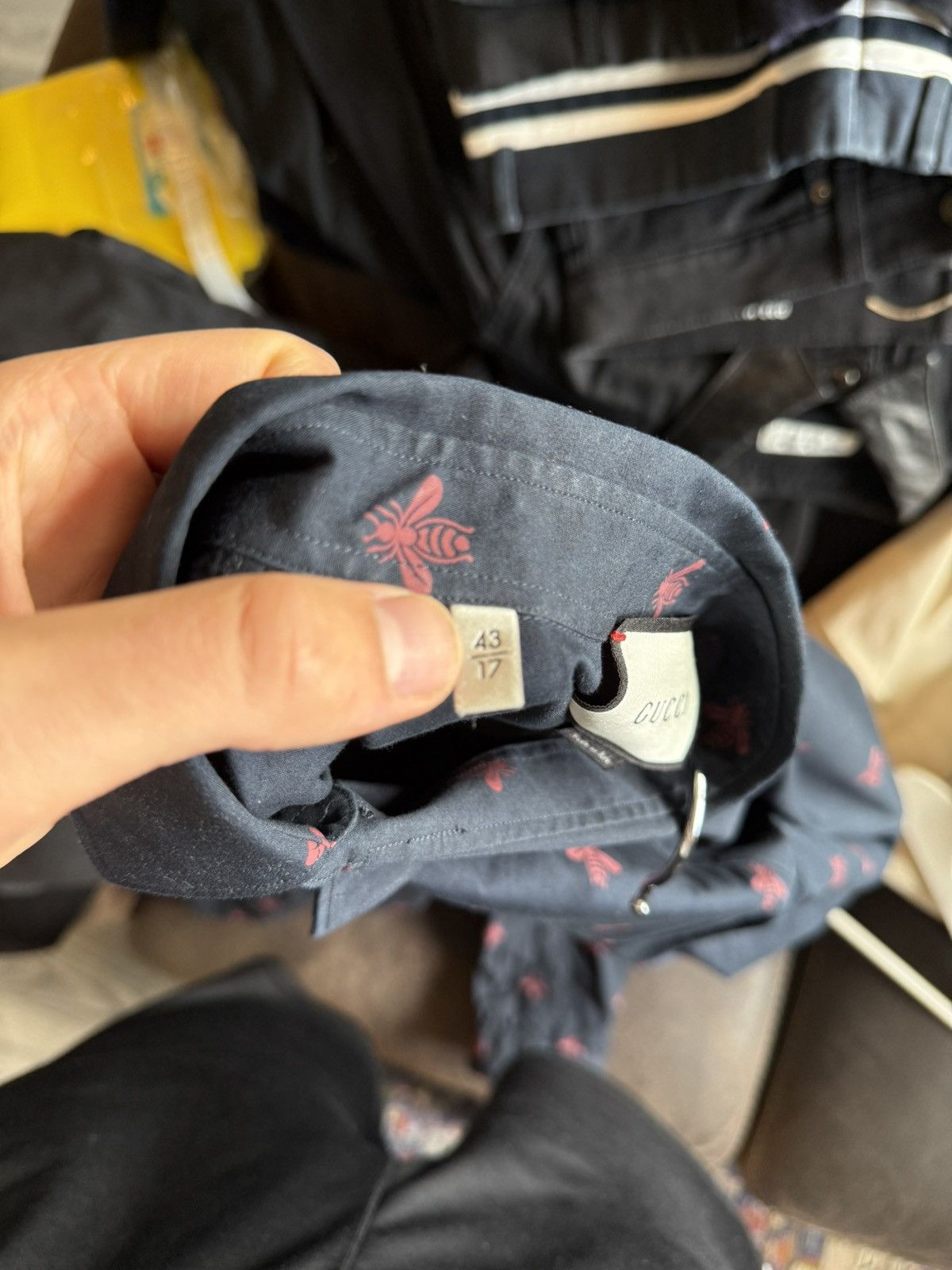 Gucci Navy Bee & Star Embroidered Shirt – Size 43 Size US L / EU 52-54 / 3 - 11 Thumbnail