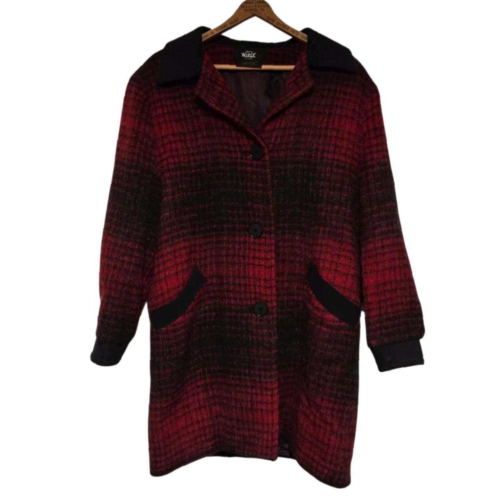 Vintage VINTAGE Woolrich Coat Women M Plaid Black Red Mohair Overcoat Clothing Wool Mohair Coat Women M Black Plaid Overcoat Woolrich Size M / US 6-8 / IT 42-44 - 2 Thumbnail