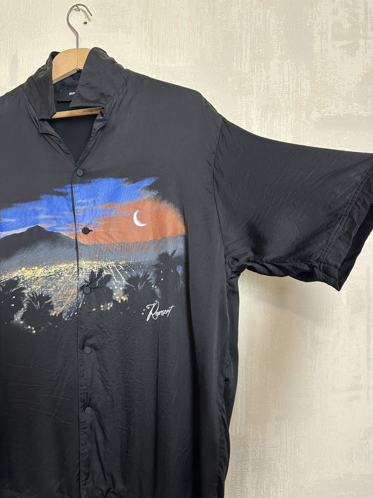 Represent Clo. 🔥 Represent The Hills Printed Satin SS Button Up Shirt Art Size US M / EU 48-50 / 2 - 4 Thumbnail