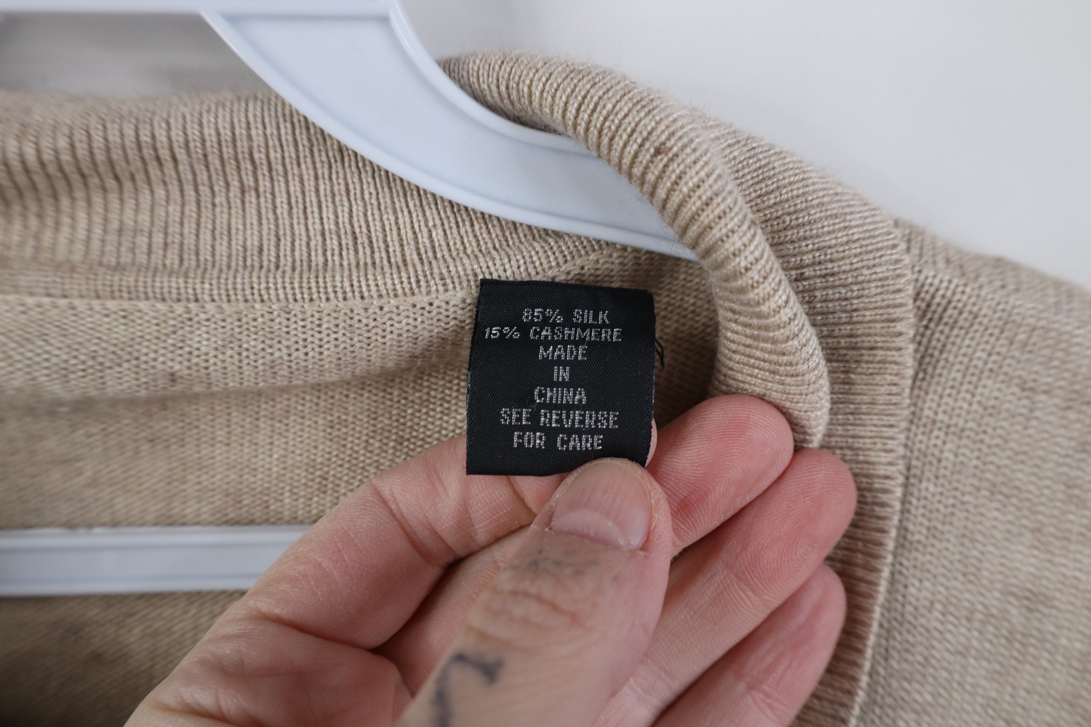 Vintage Vintage 90s Streetwear Silk Cashmere Knit Collared Sweater Size US XL / EU 56 / 4 - 5 Thumbnail