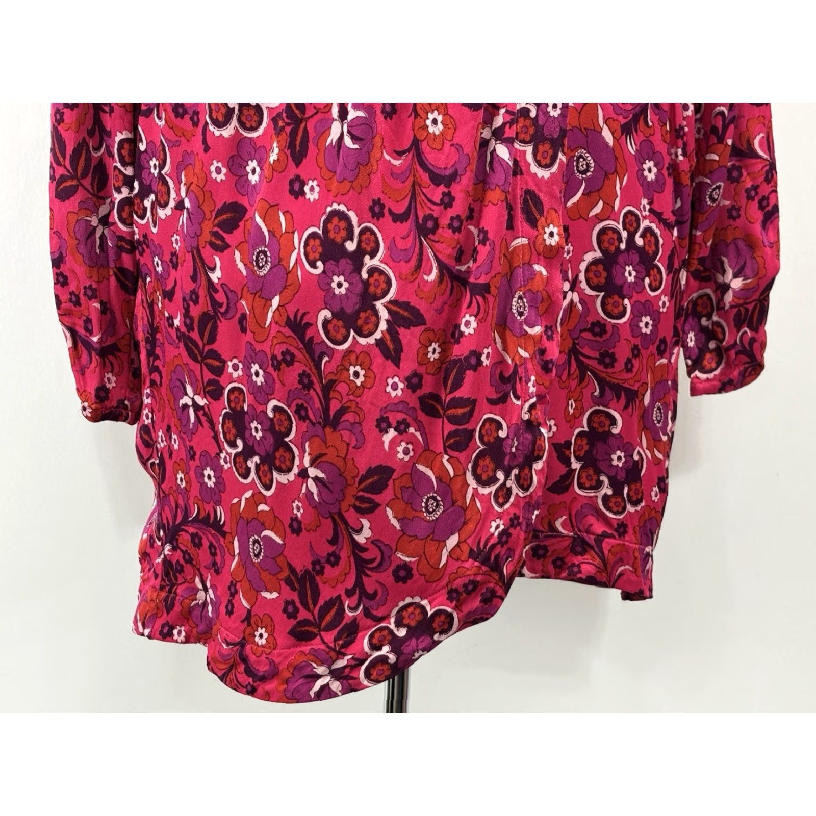 Anthropologie Anthropologie Maeve Floral Faux Wrap Mini Dress Sz Large Pink Long Sleeve Size L / US 10 / IT 46 - 6 Thumbnail