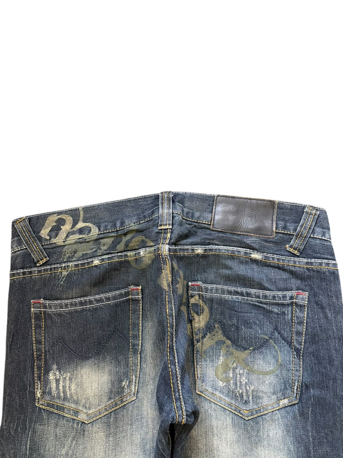Tornado Mart Vintage Tornado Mart Painted Distress Low Rise Flare Jeans Size 32" / US 10 / IT 46 - 4 Thumbnail
