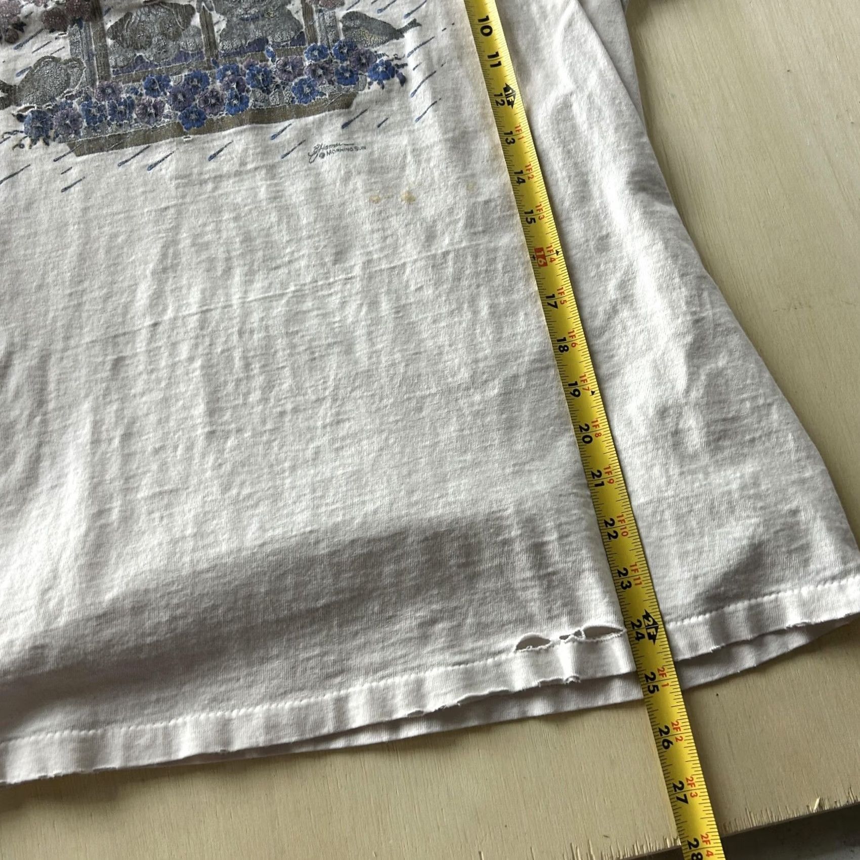 Vintage Vintage Morning Sun White Floral Animals Tee Womens Small Short Sleeve Crew Neck T-Shirt Size S / US 4 / IT 40 - 7 Thumbnail