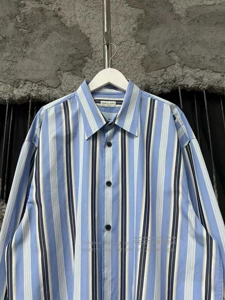 Dries Van Noten Dries Van Noten Blue White Stripe Shirt. Size US XS / EU 42 / 0 - 3 Thumbnail