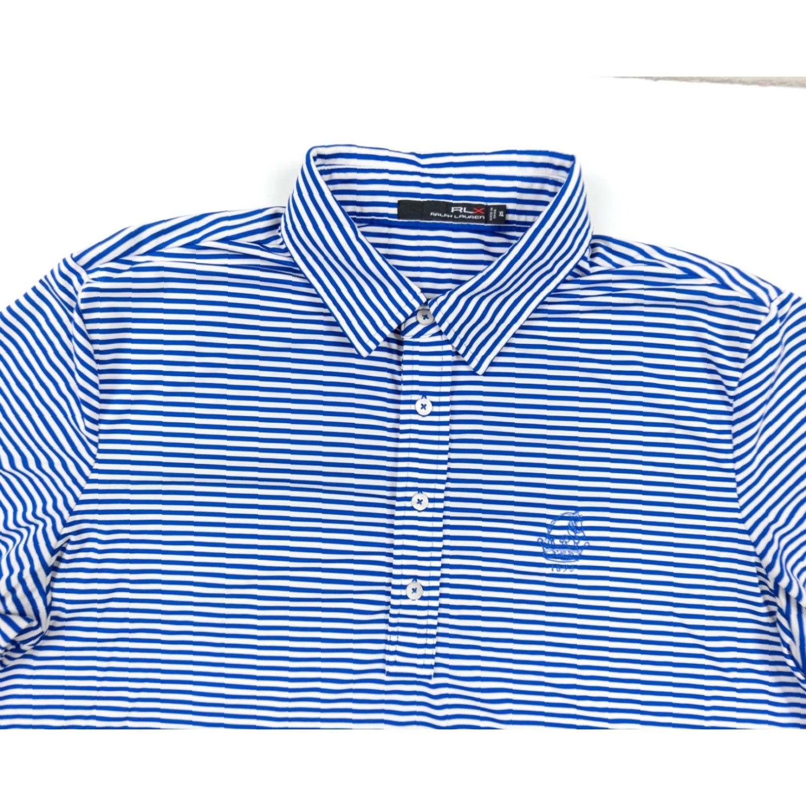 RLX Ralph Lauren VINTAGE RLX Ralph Lauren Polo Shirt Adult XL Blue 1896 Golf Striped Mens Stretch Size US XL / EU 56 / 4 - 2 Thumbnail