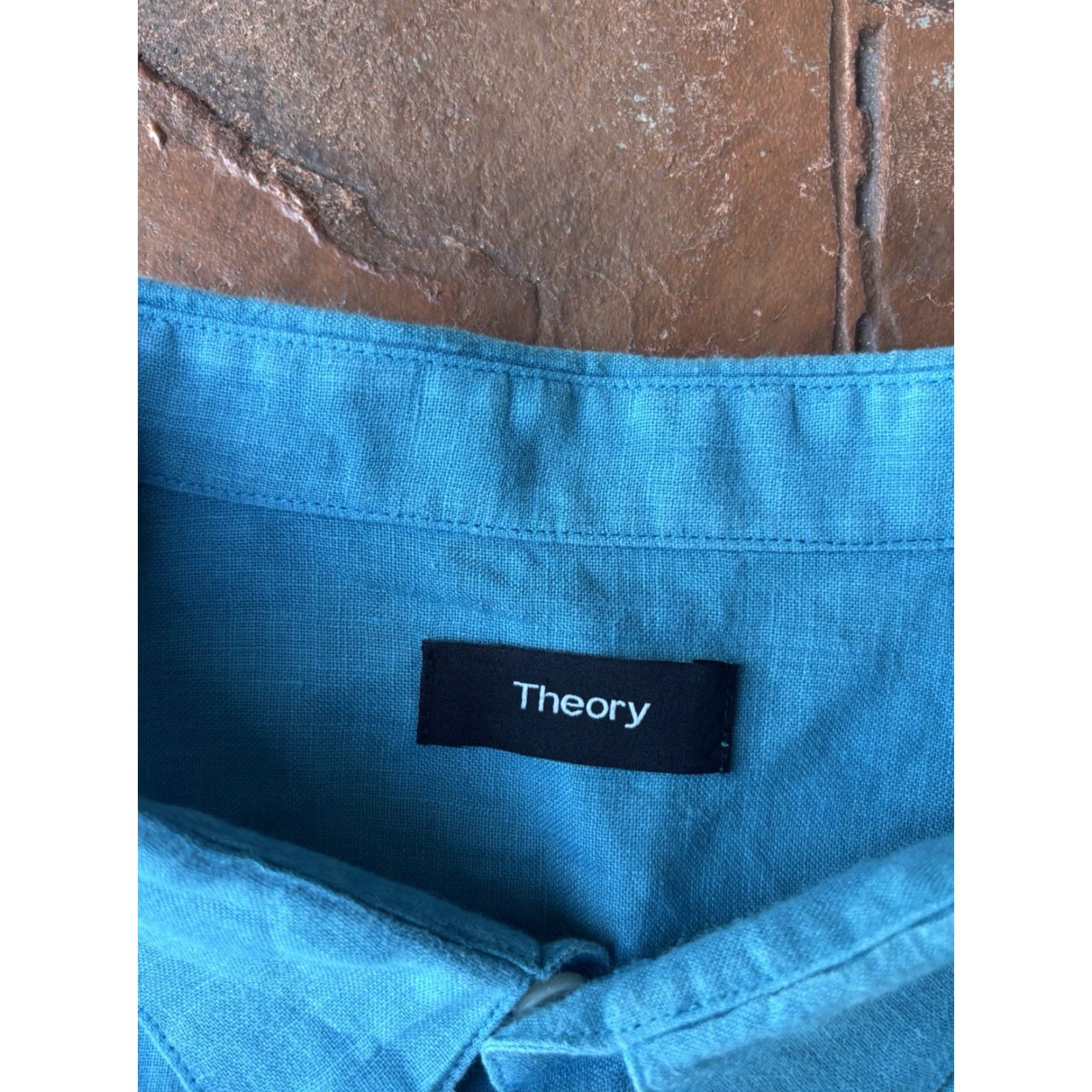 Theory Theory Button-Down Shirt Men’s XL 100% Linen Blue Regular size fits Mens Shirt Size US XL / EU 56 / 4 - 2 Thumbnail