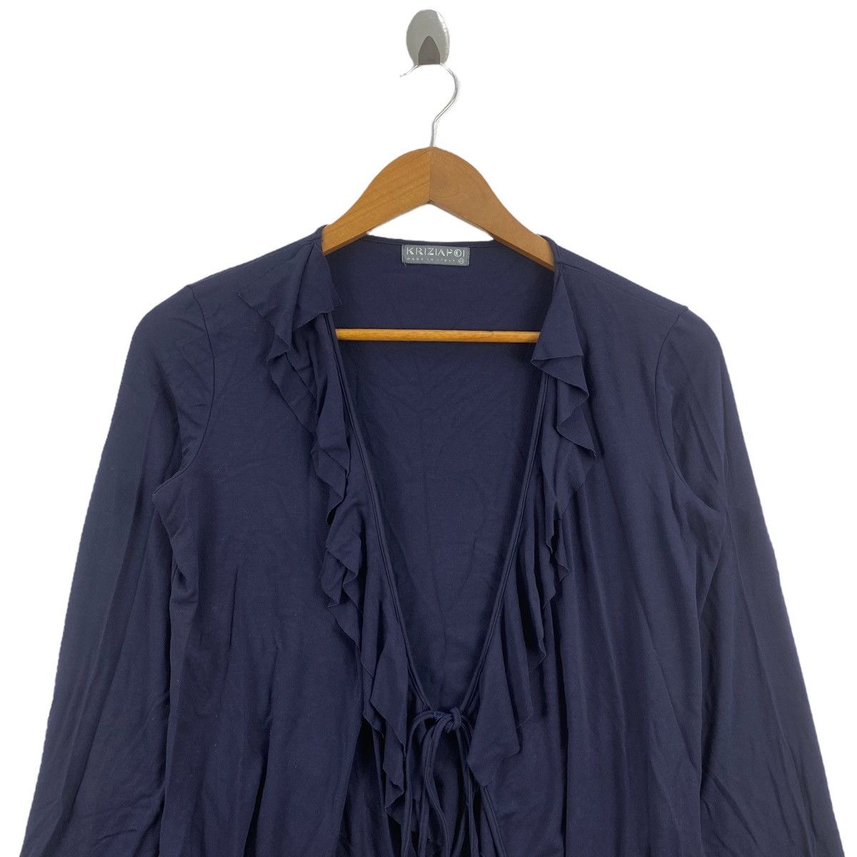Krizia KRIZIA POI Italian Designer Dark Blue Cardigan Sweatshirt Size S / US 4 / IT 40 - 2 Thumbnail