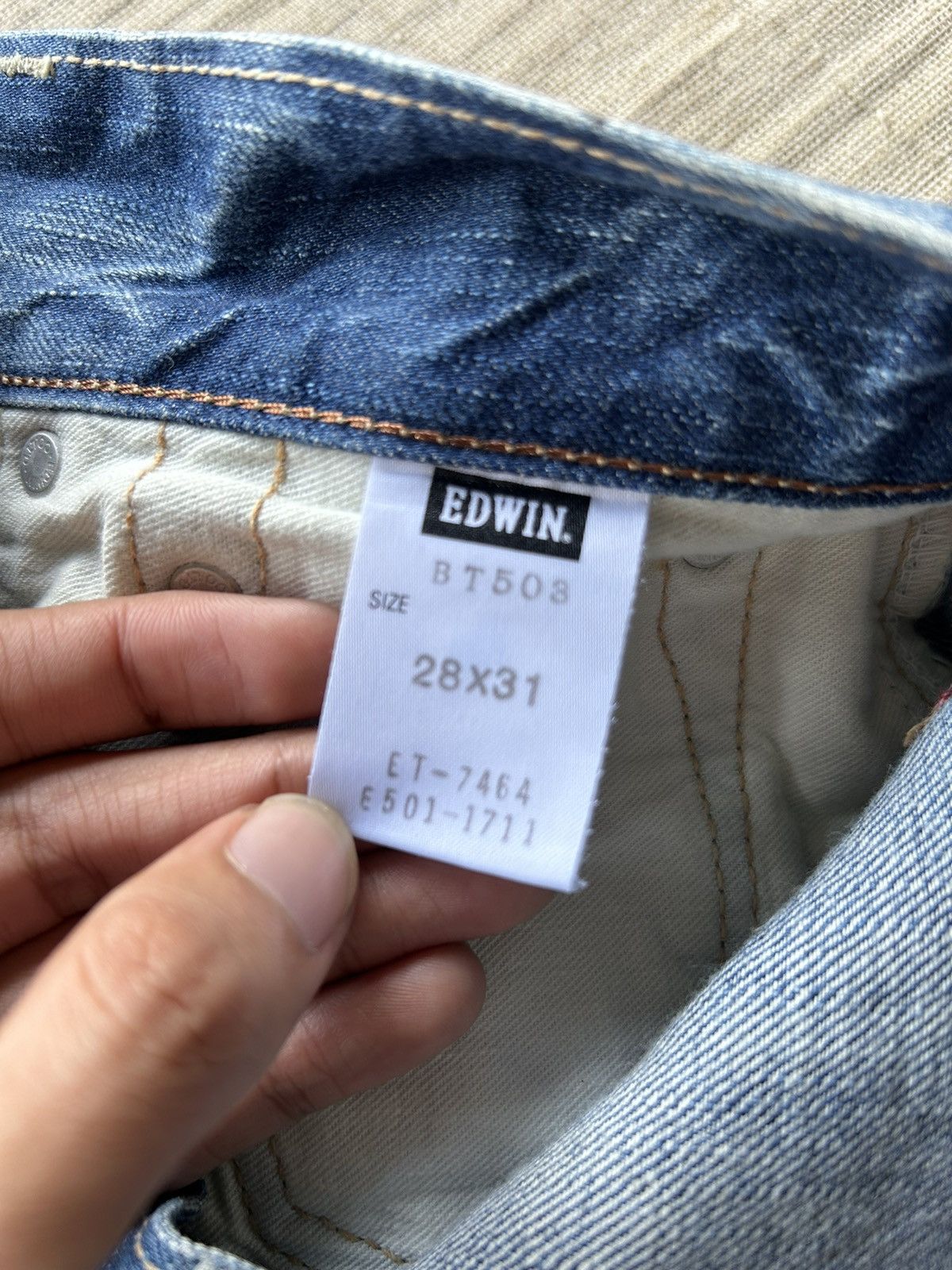 Japanese Brand × Kapital × Vintage Vtg Edwin503 Blue Trip distressed denim Rare☠️🎌🎌 Size US 32 / EU 48 - 13 Thumbnail