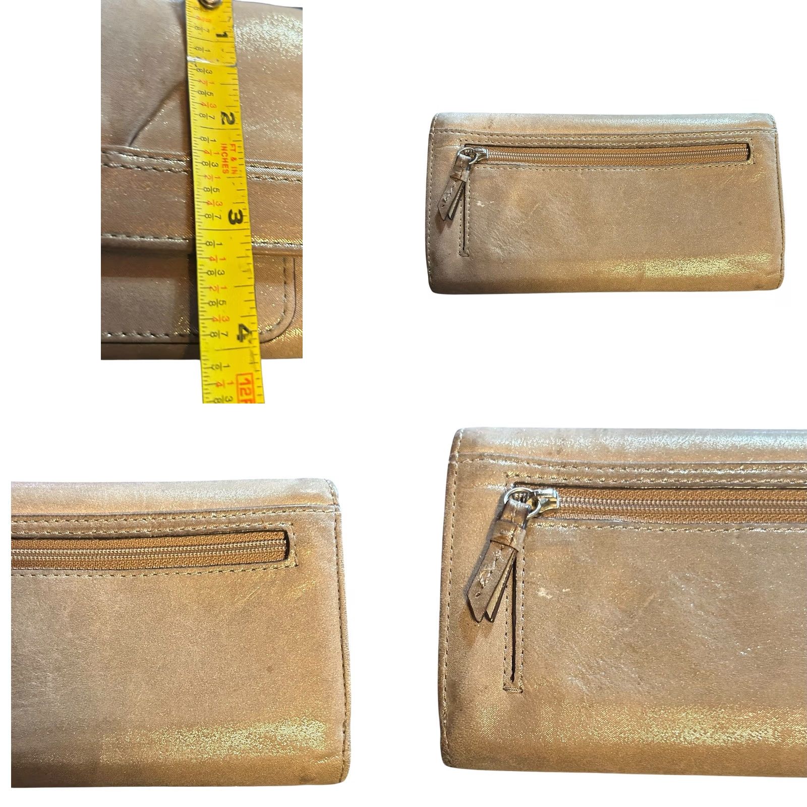 Coach Coach Wallet Trifold Leather Metallic Brown Solid Women Credit Card Read Wallet Womens Zip-Around Size ONE SIZE - 8 Thumbnail