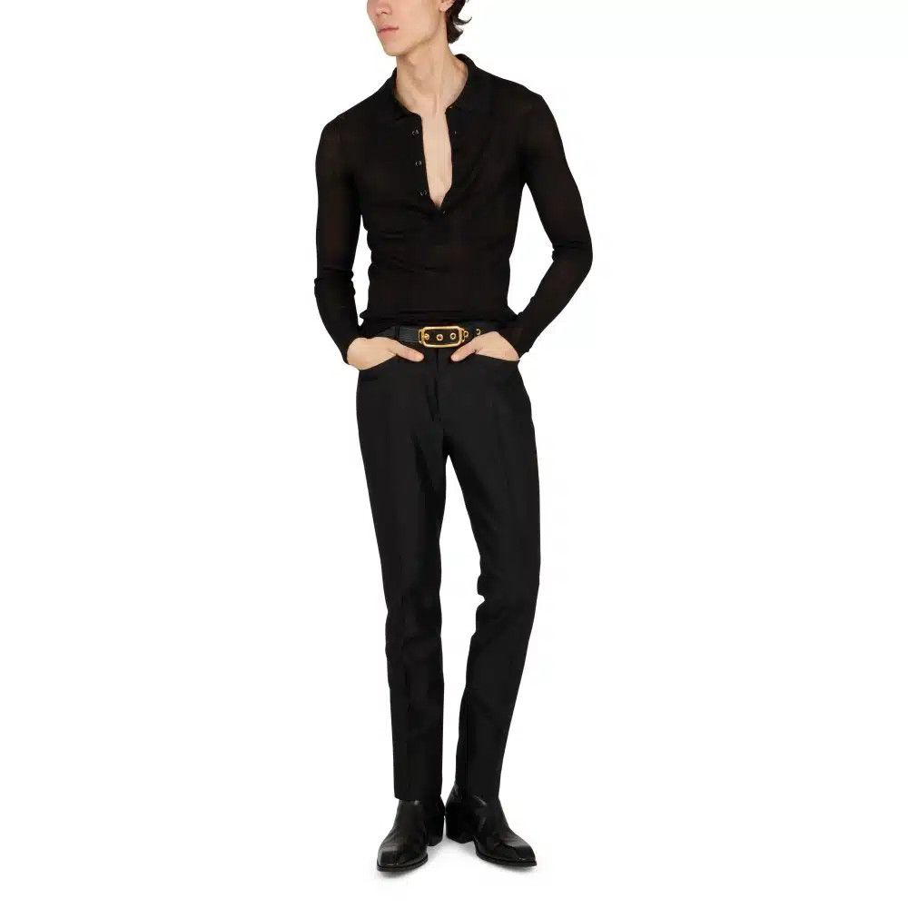 Tom Ford o1loc1c0325 KPL021 Long Sleeves Polo Shirt in Black Size US L / EU 52-54 / 3 - 2 Thumbnail
