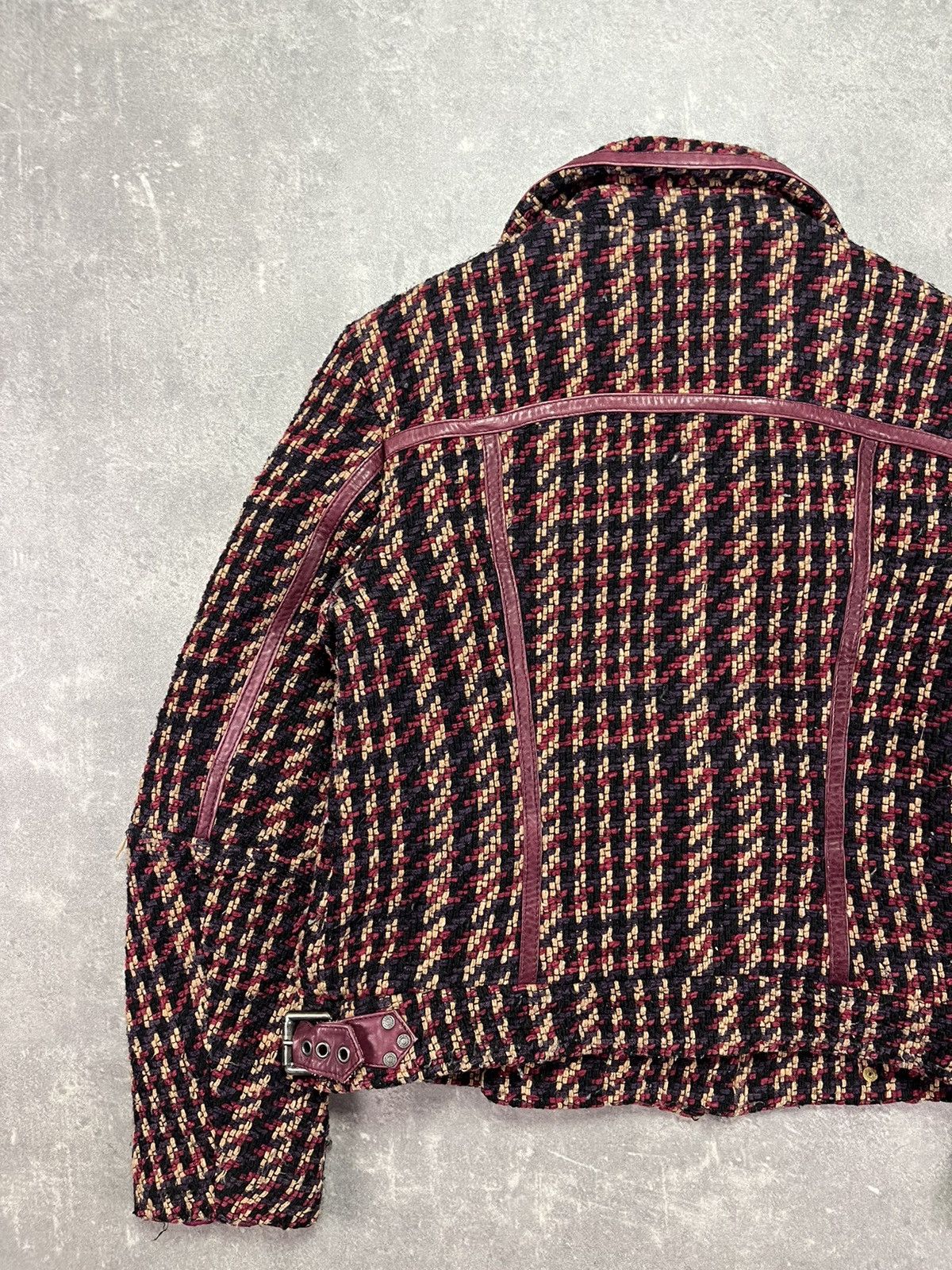 Diesel 00s Diesel Tweed Assymetrical Leather Straps Moto Jacket M Size M / US 6-8 / IT 42-44 - 20 Thumbnail