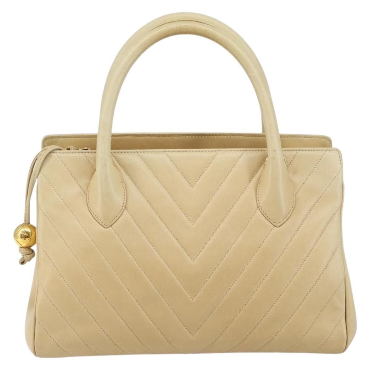 Chanel Chanel Lambskin V Stitch Handbag Beige Size ONE SIZE - 1 Thumbnail