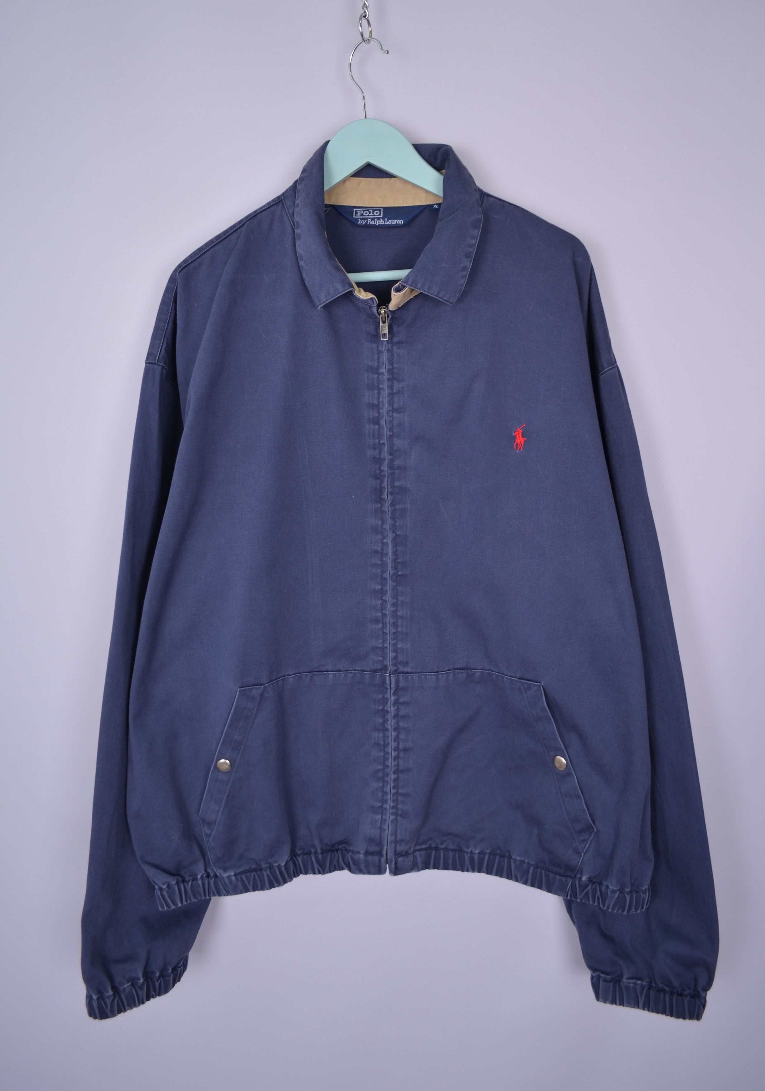 Polo Ralph Lauren × Vintage Polo Ralph Lauren Navy Bomber Jacket Vintage 90s Faded Size US XL / EU 56 / 4 - 1 Thumbnail