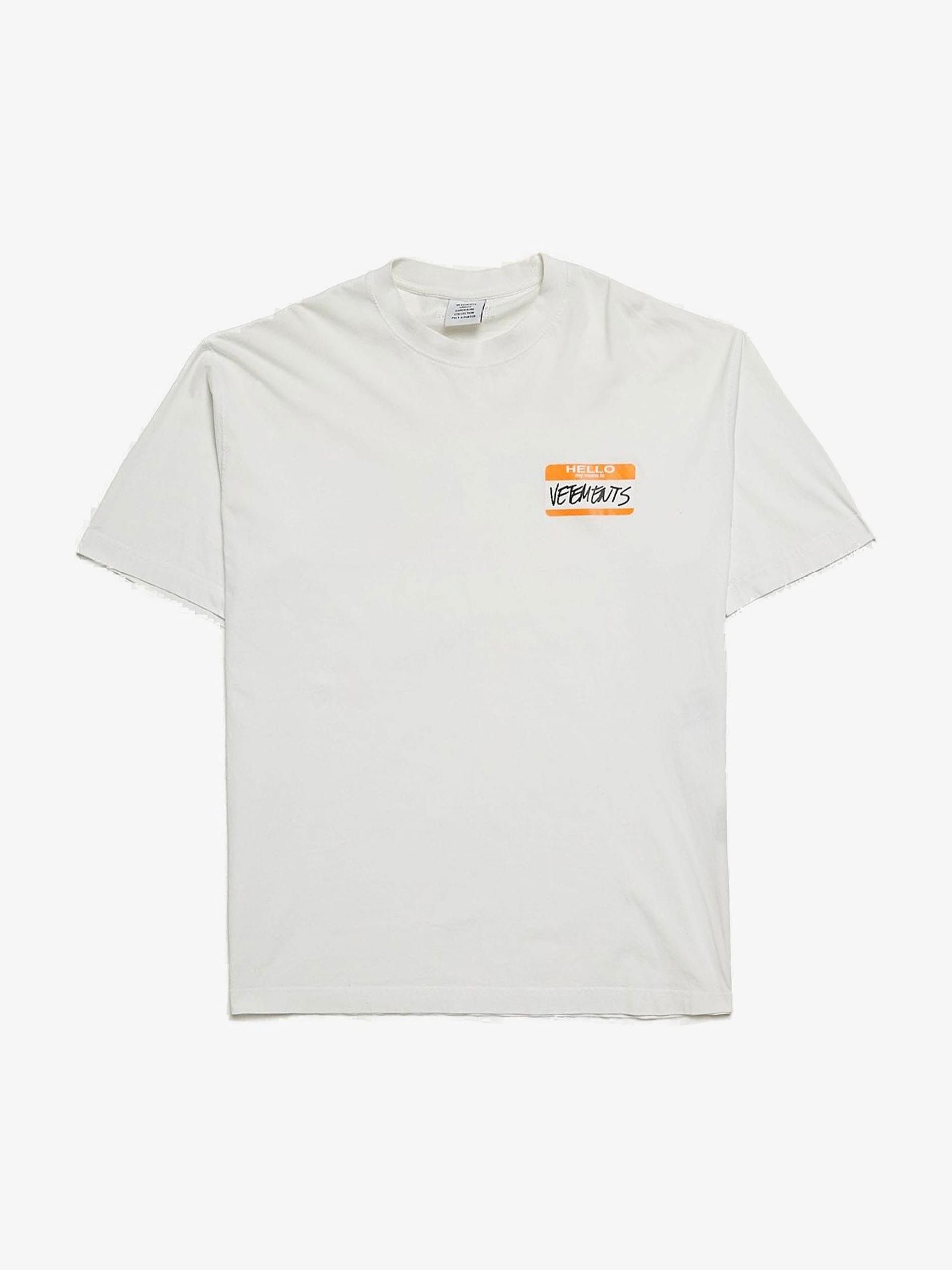 Vetements White Hello My Name Is Logo Printed Cotton Oversized T