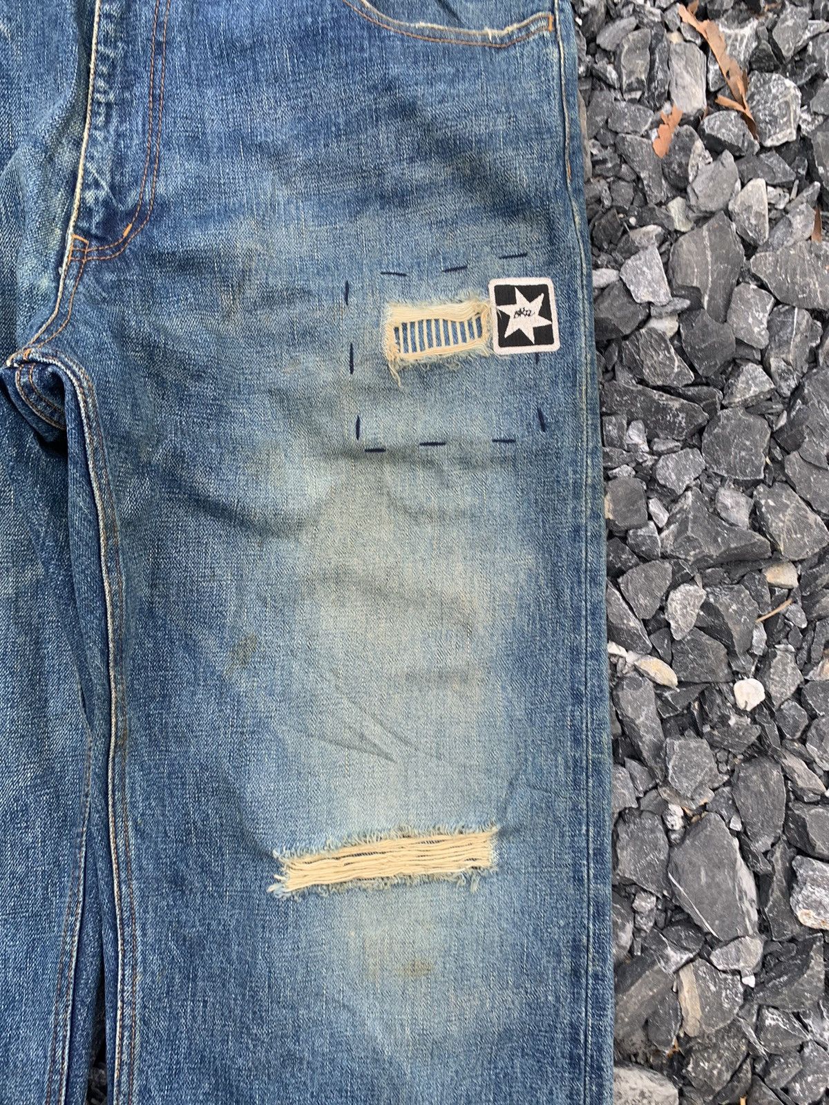Kapital RARE💥BRAITONE SELVEDGE JAPANESE DISTRESSED DENIM Size US 39 - 10 Thumbnail