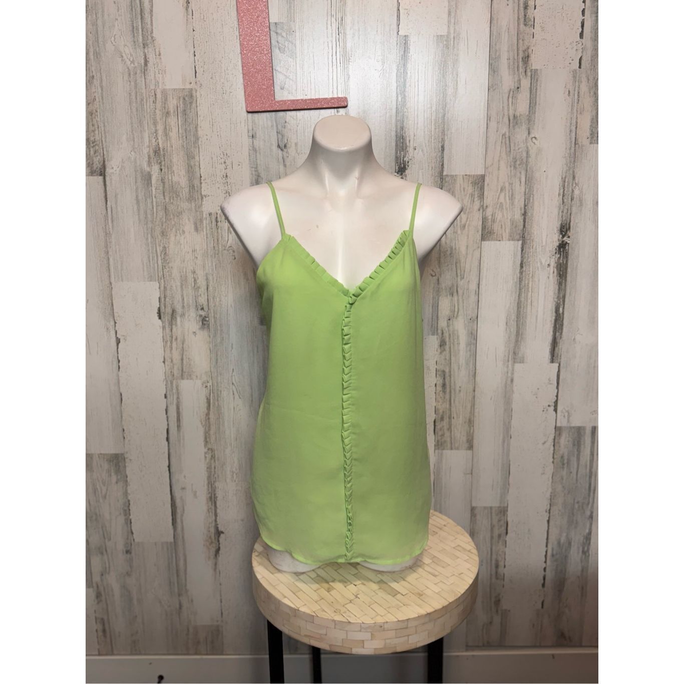 Other Naked Zebra Lime Green Sleeveless V-Neck Blouse Women’s Larg Size L / US 10 / IT 46 - 6 Thumbnail