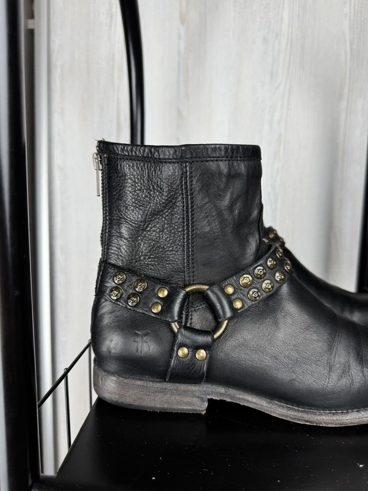Frye Frye Phillip Studded Harness Boots Mid Calf Leather Studs 9B Size US 9 / IT 39 - 3 Thumbnail