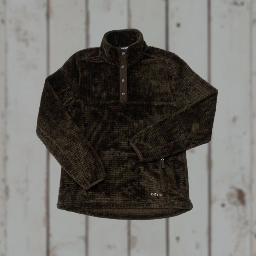 Orvis Orvis Fleece Pullover Womens M Brown Grid Plush Warm Winter 1/4 Snap Pullover Sweatshirt Casual Women’s Regular Long Sleeve Size M / US 6-8 / IT 42-44 - 1 Thumbnail