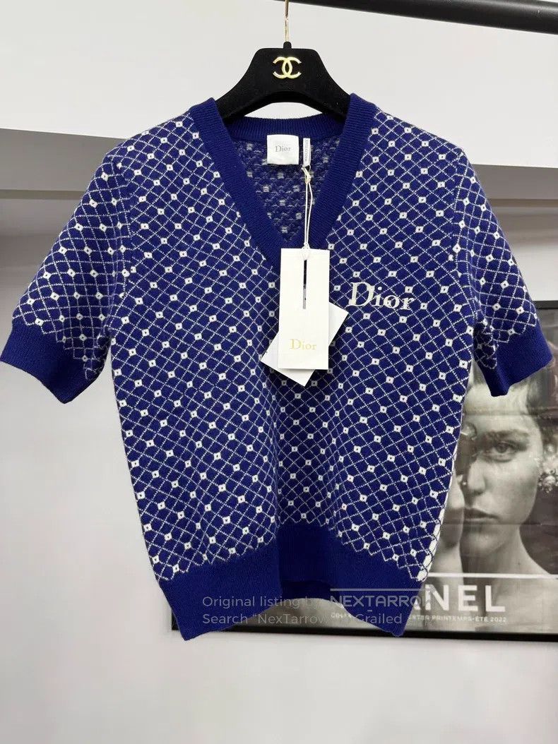 Dior Dior 26 new blue short-sleeved knitwear Size XS / US 0-2 / IT 36-38 - 1 Thumbnail