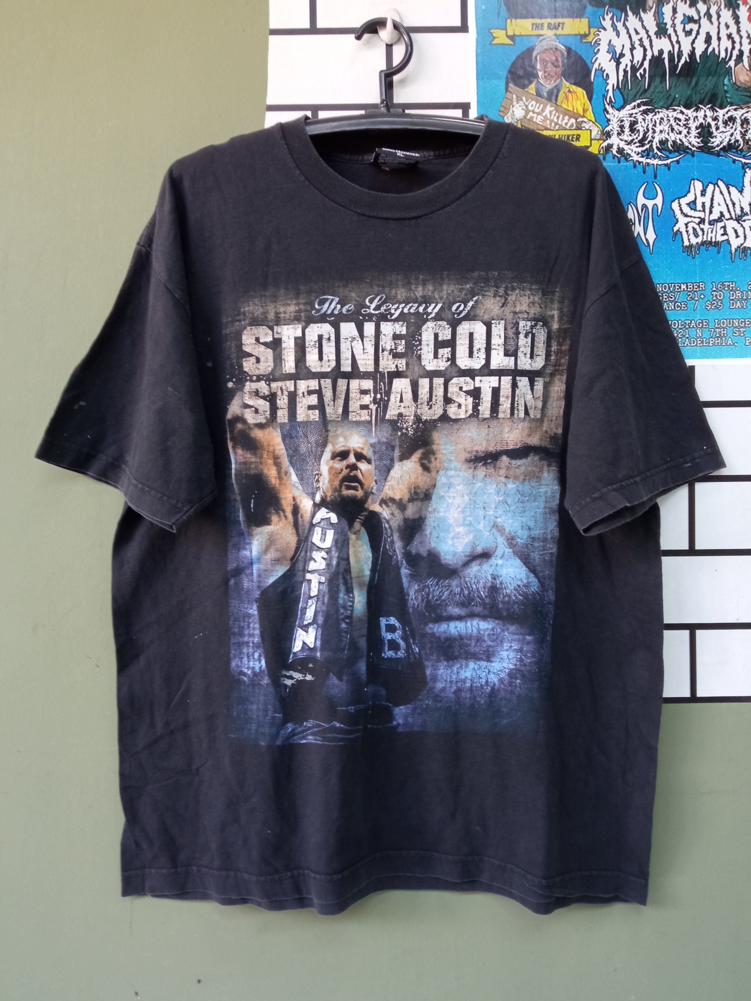 image of Made In USA x Vintage Stonecold Steve Austin Wcw Wwf Wrestling Vintage T Shirt in Black (Size XL)