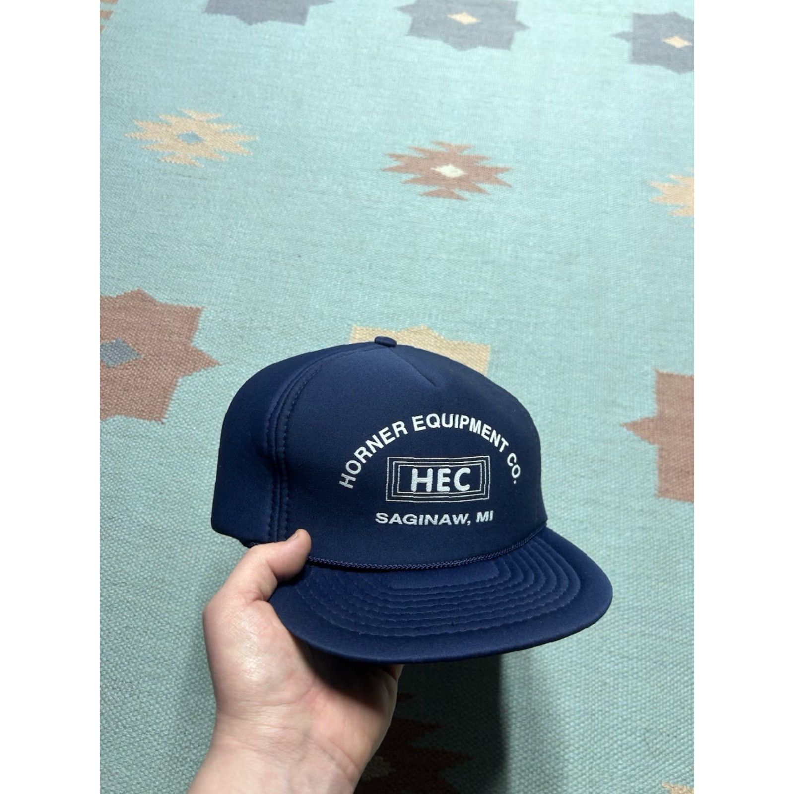Equipment VINTAGE SnapBack Hat Cap Horner Equipment Co Saginaw Michigan blue HEC Adjustable Foam Men Cap/Hat Size ONE SIZE - 2 Thumbnail
