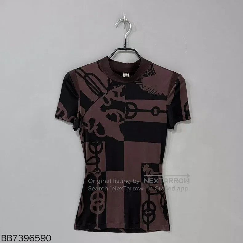 Hermes Hermes Horseshoe Buckle Silk Short-Sleeve Size XXS / US 00 / IT 34 - 1 Thumbnail