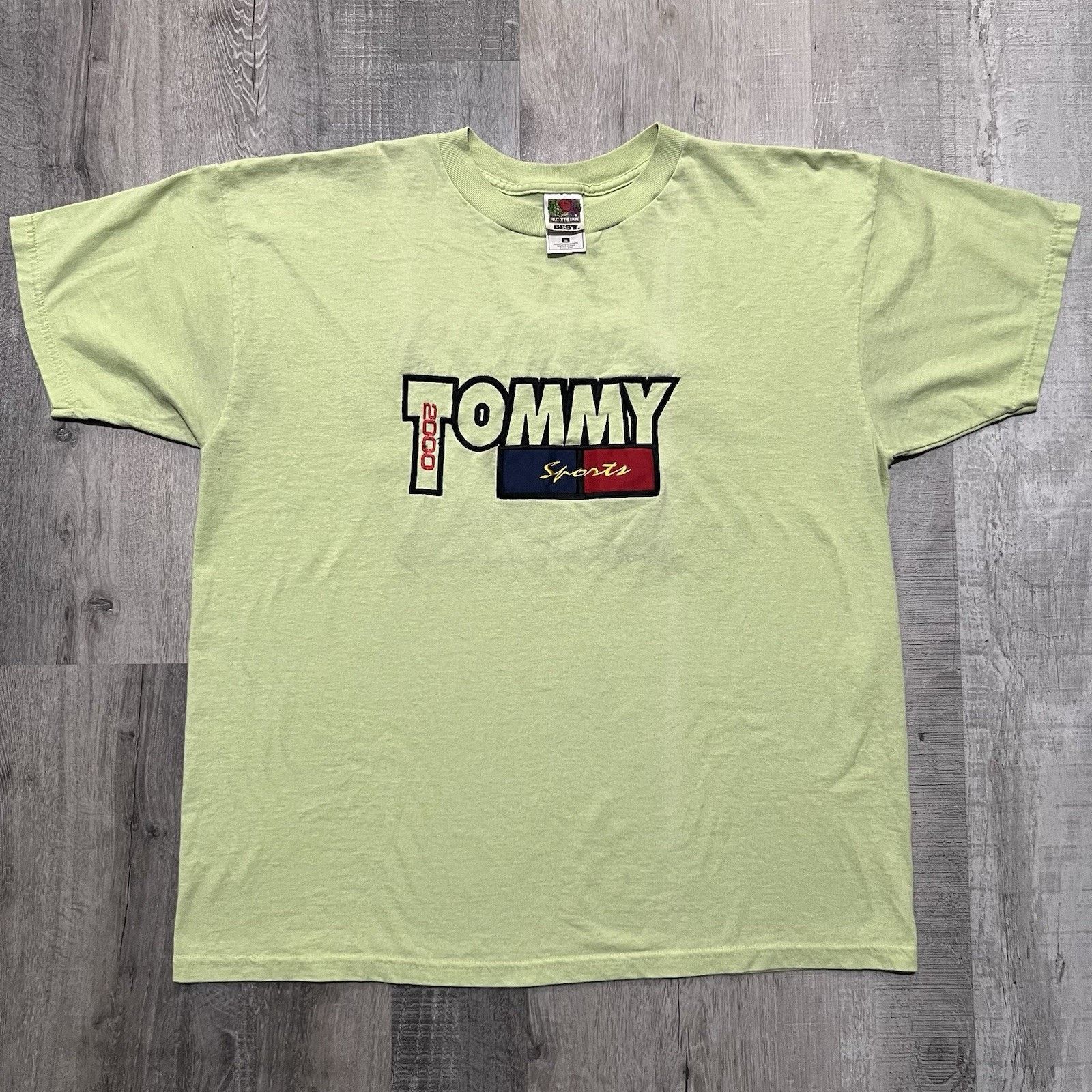 Fruit Of The Loom VTG Tommy Sports Faded Green Y2K 2000 Flag T Shirt Mens XL Size US XL / EU 56 / 4 - 1 Thumbnail