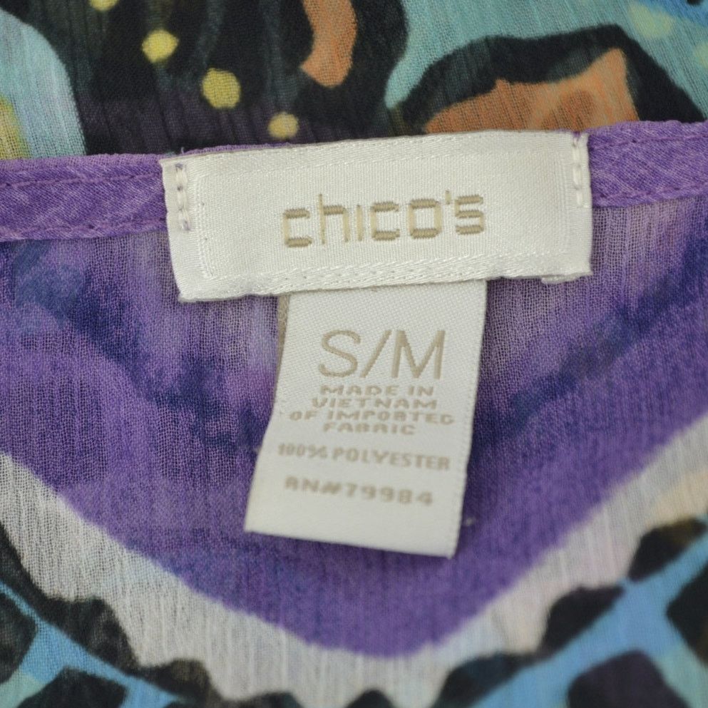 Chicos Chico's Small Medium Purple Sheer Blouse Boho Up Top Size S / US 4 / IT 40 - 3 Thumbnail