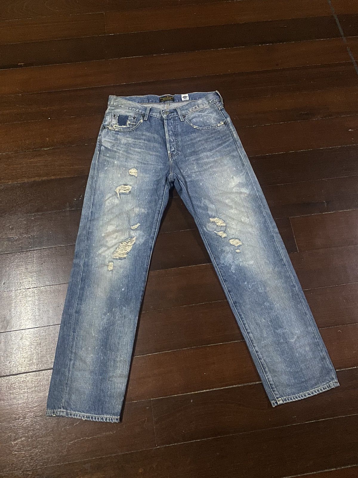 Japanese Brand × Journal Standard FIRE 🔥 JOURNAL STANDARD HOMESTEAD DISTRESSED FLARE JEANS Size US 33 - 1 Thumbnail