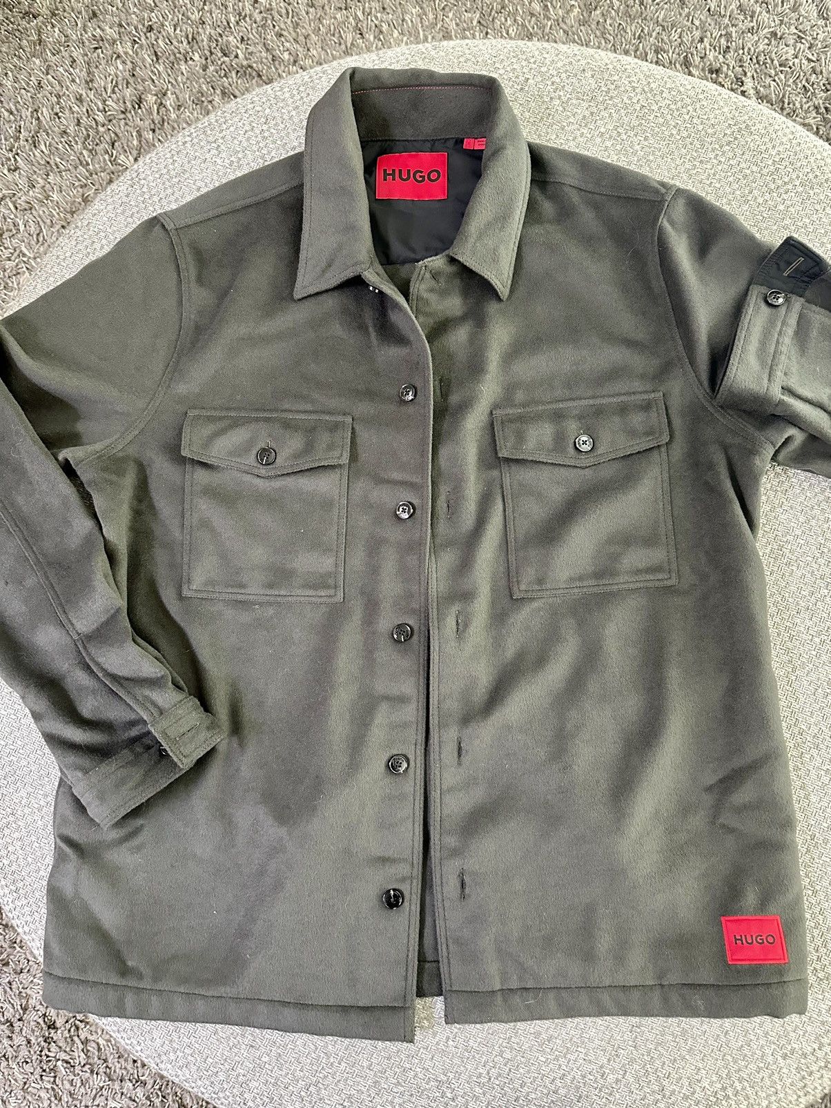 Hugo Boss HUGO Boss Overshirt Jacket–Black w/ Red Logo -Large Size US L / EU 52-54 / 3 - 1 Thumbnail