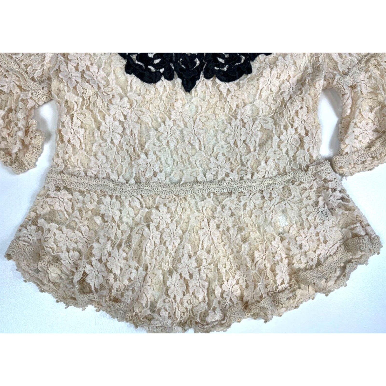 Free People VINTAGE Women’s Free People Short Sleeve Top Floral Lace Sheer Sz S Size S / US 4 / IT 40 - 6 Thumbnail