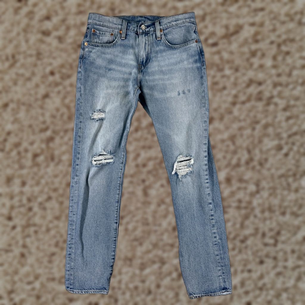 Levi's Levi's Jeans Men 30 Blue Denim Distressed 5-Pocket Slim Regular Size 30x28 Cotton Blue Jeans Size US 30 / EU 46 - 1 Thumbnail