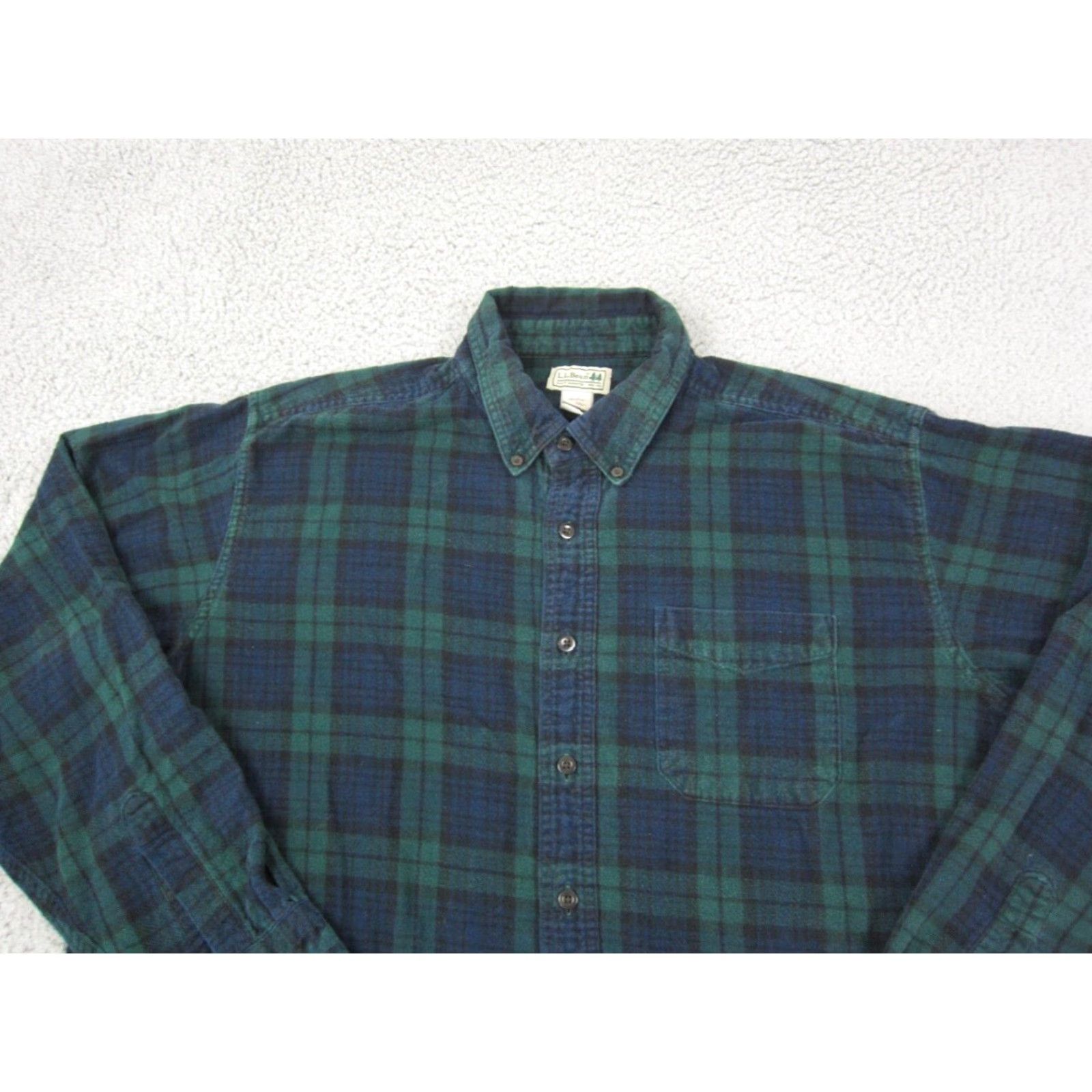 Vintage VINTAGE L.L.Bean Shirt Mens XLT Blue Black Watch Plaid Tartan Button-Up 100% Cotton Flannel Long Sleeve Collared Size US XL / EU 56 / 4 - 3 Thumbnail