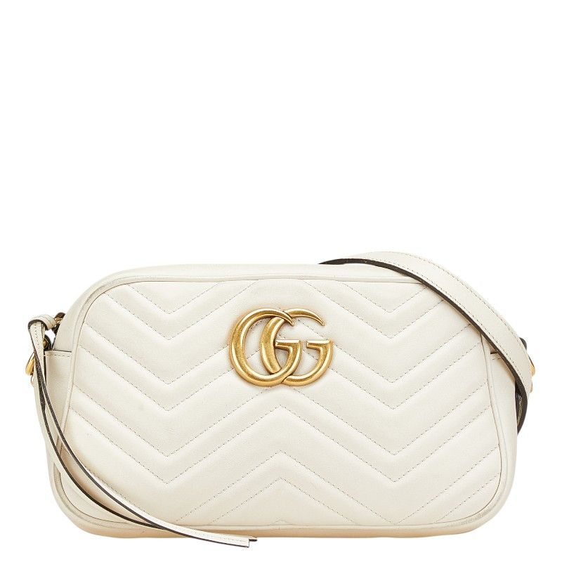 Gucci Gucci GG Marmont Leather Shoulder Bag Leather Shoulder Bag 447632 in White, Women's