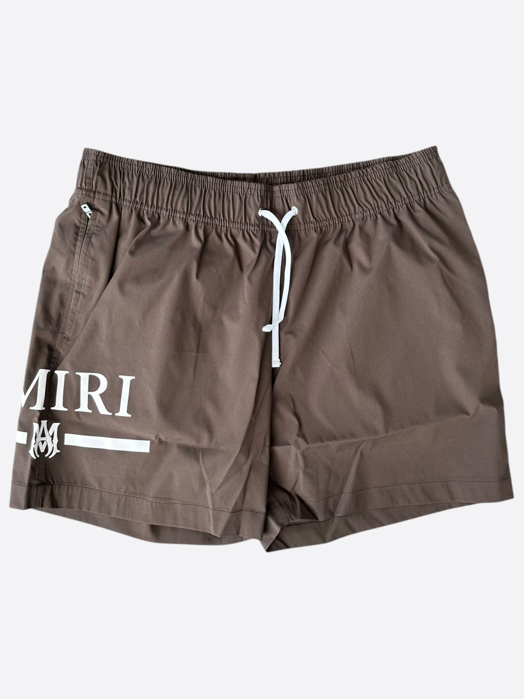 Amiri Amiri Brown & White MA Bar Logo Swimshorts Size US 38 / EU 54 - 1 Thumbnail