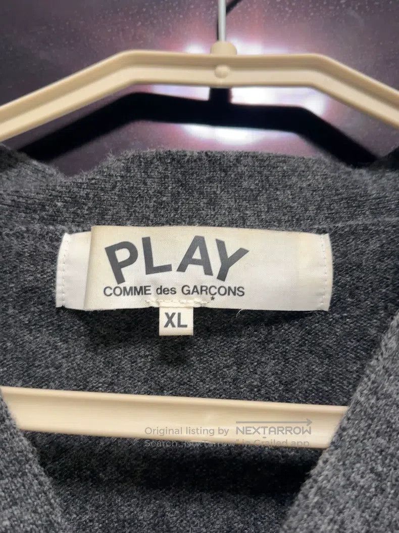 Comme des Garcons Comme Des Garcons Long Sleeve Knit Cardigan, Grey with Red Size XL / US 12-14 / IT 48-50 - 3 Thumbnail