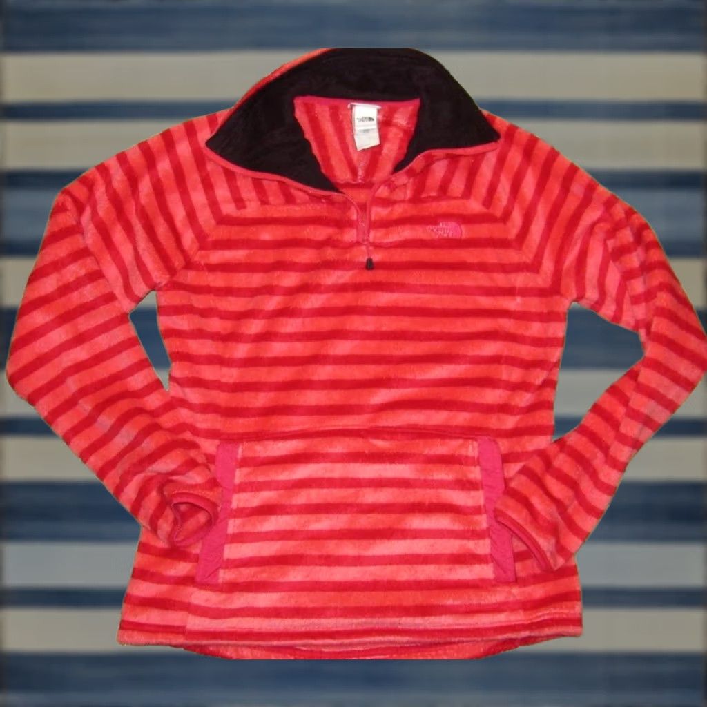 The North Face Womens North Face Pink Striped Pullover Fleece Jacket M Size M / US 6-8 / IT 42-44 - 1 Thumbnail