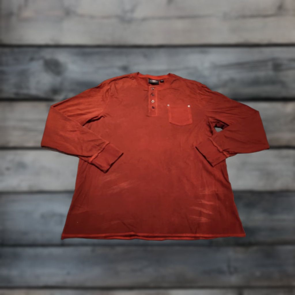 Harley Davidson Harley-Davidson Long Sleeve Henley Shirt Men XL Burnt Red Motorcycle Eagle Cotton Casual Size US XL / EU 56 / 4 - 1 Thumbnail