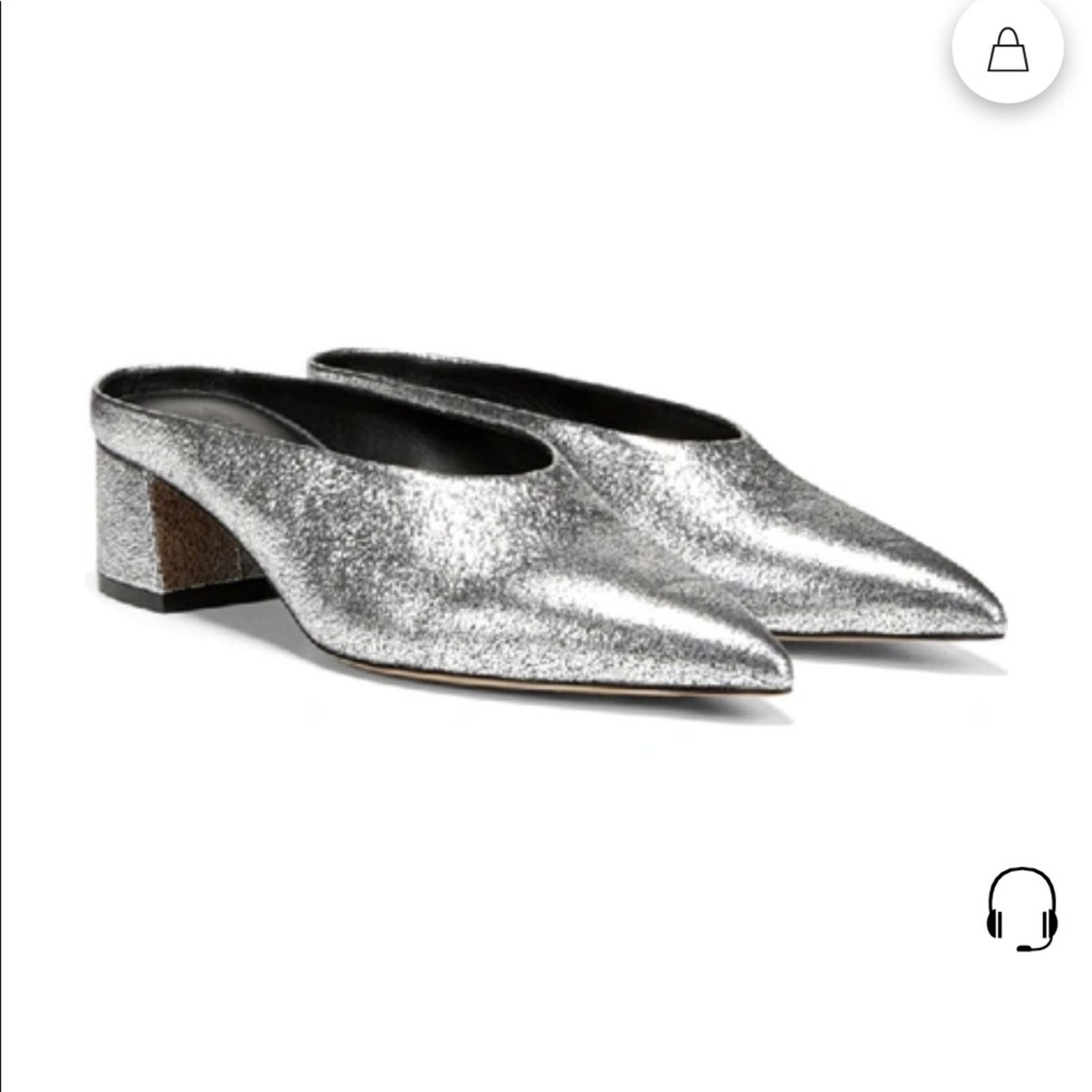 Vince VINCE Ralston Pointy Toe Mule In Silver Metallic leather 6M Size US 6 / IT 36 - 1 Thumbnail