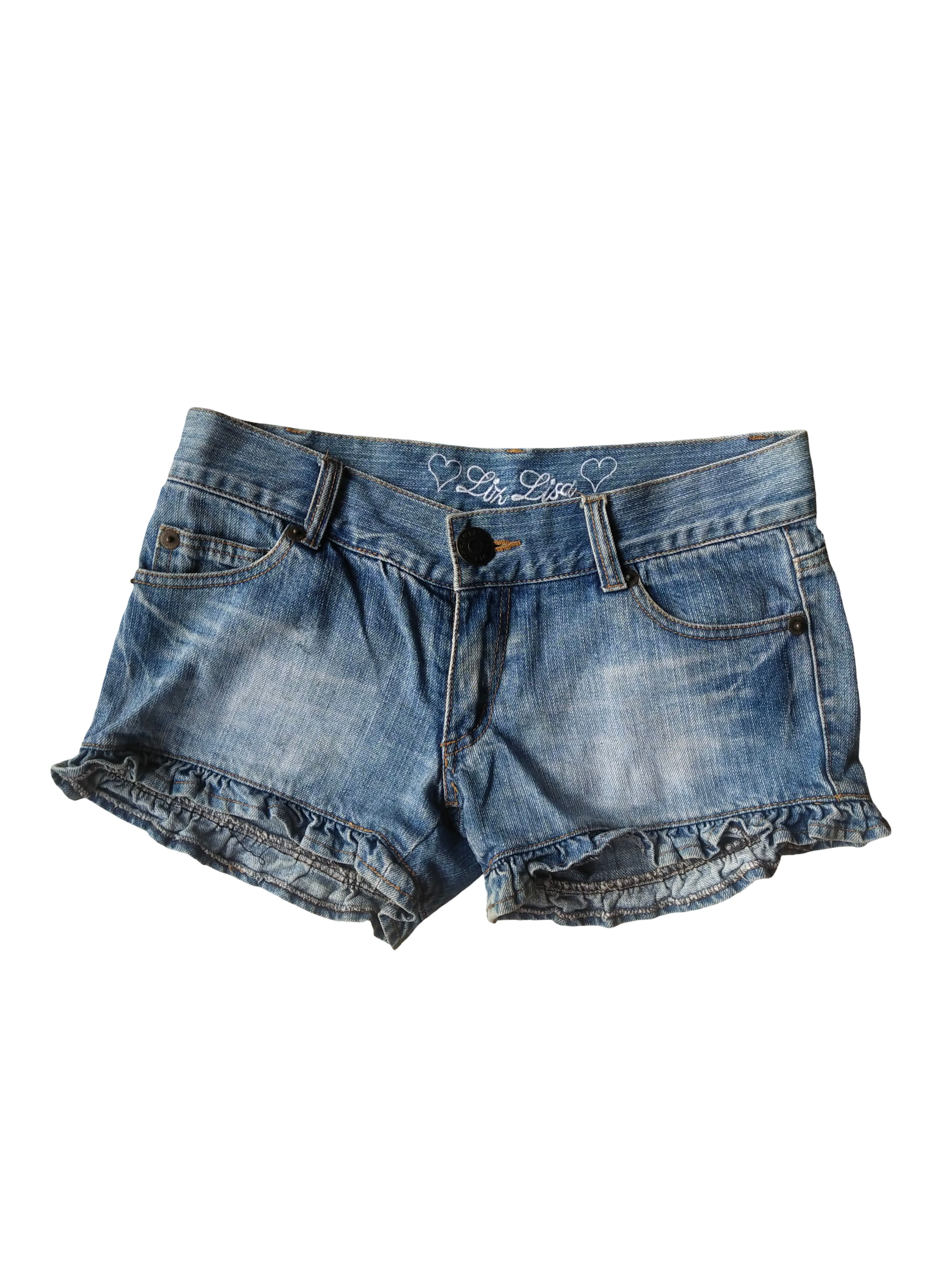 LIZ LISA 2000s Liz Lisa Gyaru Ruffled Bow Denim Shorts Vintage Y2K Size 28" / US 6 / IT 42 - 3 Thumbnail