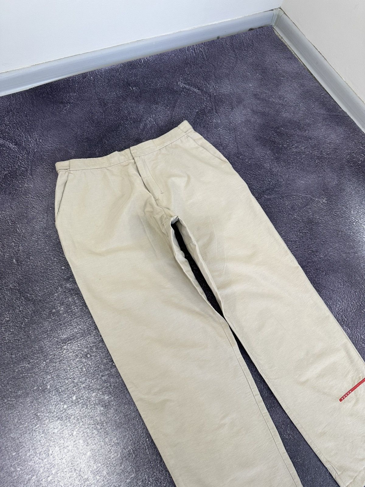 Helmut Lang Vintage Prada Red Tab Cream Rare Grail Baggy Nylon Pants Size US 32 / EU 48 - 7 Thumbnail